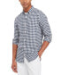 Фото #1 товара Men's Slim-Fit Gingham Check Button-Down Linen Shirt