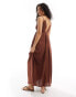 Фото #3 товара ASOS DESIGN double cloth maxi dress with twisted strap and cut out detail in brown