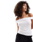 Stradivarius fold over seamless bardot top in white