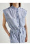 Фото #39 товара Midi Gömlek Elbise Kuşaklı Düğmeli Keten Karışımlı