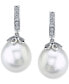 ფოტო #3 პროდუქტის Cultured Freshwater Pearl (10mm) & Diamond (1/10 ct. t.w.) Drop Earrings in 14k White Gold