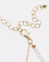 Фото #3 товара DesignB London pack of 2 pearl and beaded charm necklaces in white and gold