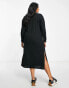 River Island Plus long sleeve twist front midi dress in black Черный, 50 - фото #3