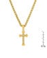 Men's 18k Gold Plated Stainless Steel and Simulated Diamonds Cross Pendant