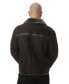 Фото #2 товара Men's Leather Jacket, Washed Brown with Brissa Wool