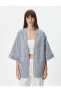 Фото #12 товара Kimono Geniş Yarım Kollu Cep Detaylı Keten Pamuk Karışımlı
