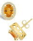 ფოტო #1 პროდუქტის Citrine (2-3/8 ct. t.w.) and Diamond (3/8 ct. t.w.) Halo Stud Earrings in 14K Yellow Gold