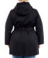 ფოტო #2 პროდუქტის Plus Size Hooded Belted Zip-Front Raincoat