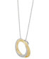 ფოტო #3 პროდუქტის Cubic Zirconia Double Circle 18" Pendant Necklace in Sterling Silver & 14k Gold-Plate