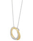 Cubic Zirconia Double Circle 18" Pendant Necklace in Sterling Silver & 14k Gold-Plate