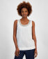 Фото #1 товара Women's 100% Linen Embellished Tank Top, Created for Macy's