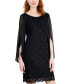 ფოტო #4 პროდუქტის Petite Round-Neck Long-Cape-Sleeve Lace Dress