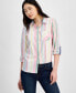 ფოტო #1 პროდუქტის Women's Cotton Striped Roll-Tab Shirt