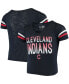 ფოტო #1 პროდუქტის Big Girls Navy Cleveland Guardians Slub Jersey V-Neck T-shirt