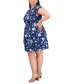 Фото #3 товара Plus Size Floral-Print Cap-Sleeve Dress