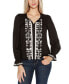 ფოტო #1 პროდუქტის Black Label Women’s Tie-Neck Embroidered-Front Blouse Top