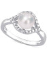 ფოტო #1 პროდუქტის Cultured Freshwater Pearl (7mm) & Lab-Created White Sapphire Accent Ring in Sterling Silver