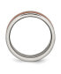 Фото #2 товара Titanium Brushed Center Brown IP-plated Grooved Edge Band Ring