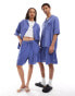 Фото #1 товара COLLUSION Unisex textured longline short co ord in lavender blue