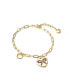 Sterling Silver Gold Plated Heart Paper Clip Chains Bracelet