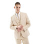 ASOS DESIGN wedding slim suit jacket in camel microtexture