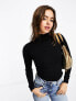 Фото #2 товара Object long sleeve roll neck knitted top in black