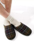 Barbour Young faux fur mule slipper in tartan