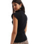 Фото #4 товара ASOS DESIGN supersoft ribbed shoulder pad sleeveless top in black