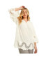 ფოტო #1 პროდუქტის Plus Size June + Vie Open-Crochet Blouse