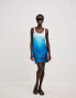 Фото #1 товара NA-KD open back mini dress in blue watercolour ombre