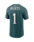 Фото #7 товара Men's Jalen Hurts Midnight Green Philadelphia Eagles Player Name & Number T-shirt