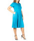 Фото #3 товара Plus Size Short Sleeve Midi Dress with Pockets