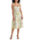 Фото #1 товара Women's Carlynn Floral-Print Pointelle Bow-Sleeve Smocked-Back Dress