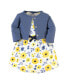 Фото #1 товара Baby Girls Baby Organic Cotton Dress and Cardigan 2pc Set, Yellow Garden