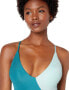 BCBGMAXAZRIA Women's 169914 Plunge V-Neck Crossback One Piece Swimsuit Size 2