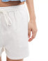 Brave Soul linen look white pull on shorts