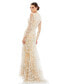 ფოტო #3 პროდუქტის Women's Embroidered V Neck Long Sleeve Trumpet Gown