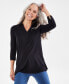 Фото #1 товара Women's 3/4 Sleeve Split-Neck Collar Knit Tunic, Created for Macy's