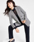 Фото #4 товара Women's Mini Check Open-Front Faux Double-Breasted Jacket, Created for Macy's