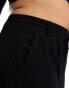 ONLY Curve straight leg trousers in black pinstripe