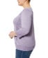 Фото #3 товара Plus Size Button-Cuff Ribbed Sweater