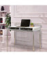 Фото #8 товара Office Desk With 2 Compartments And Tubular Metal Frame, White And Chrome