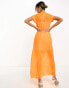 Фото #2 товара ASOS DESIGN pleated raw edge maxi dress in neon orange