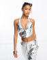 Фото #1 товара AFRM Harlan halter waistcoat vest top in metallic silver