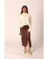 Фото #3 товара Women's Faux Leather Midi Skirt With Slit