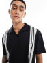 Фото #1 товара ASOS DESIGN relaxed polo shirt in vertical black & white stripe