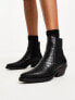 Фото #1 товара Only faux croc detail western boot in black