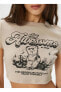 U Yaka Kahve Kadın T-Shirt 4SAL10227IK
