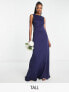 Фото #1 товара TFNC Tall Bridesmaid bow back maxi dress in navy blue