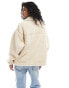 Фото #4 товара Polo Ralph Lauren borg zip jacket with pockets in cream and navy